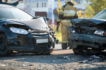 Car collision along the highway in Christiansburg, Virginia..