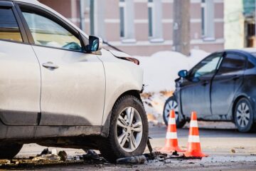 Car collision on the road.